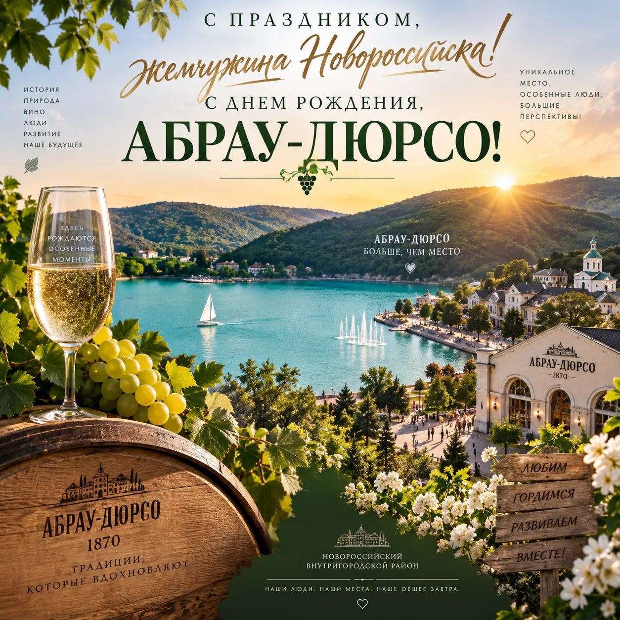 С праздником, жемчужина Новороссийска! С Днем рождения, Абрау-Дюрсо! 🍇✨