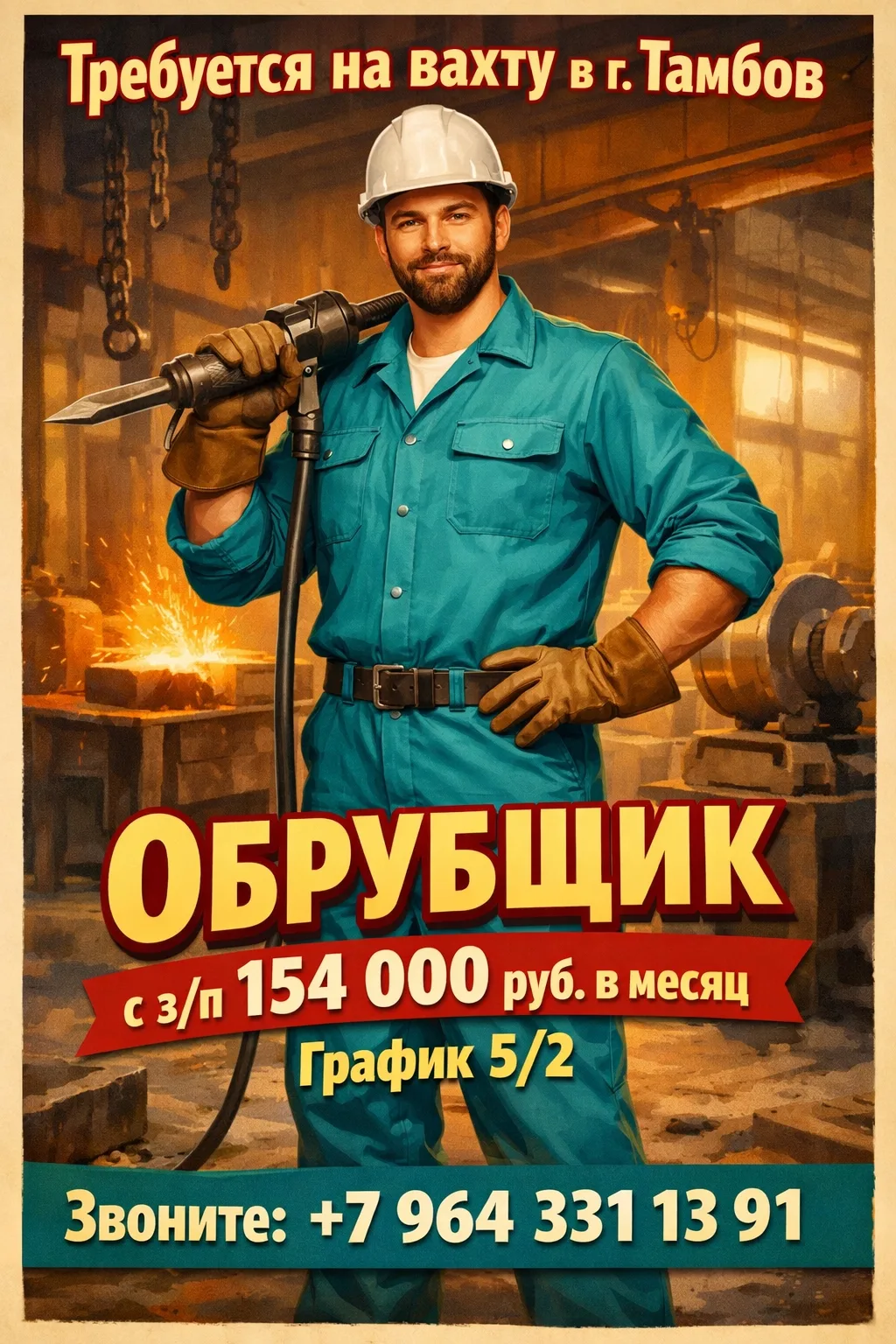 Открыли вакансию вахтой БЕЗ ОПЫТА работы в г. Тамбов 💥ОБРУБЩИК💥 — заработная плата 15...