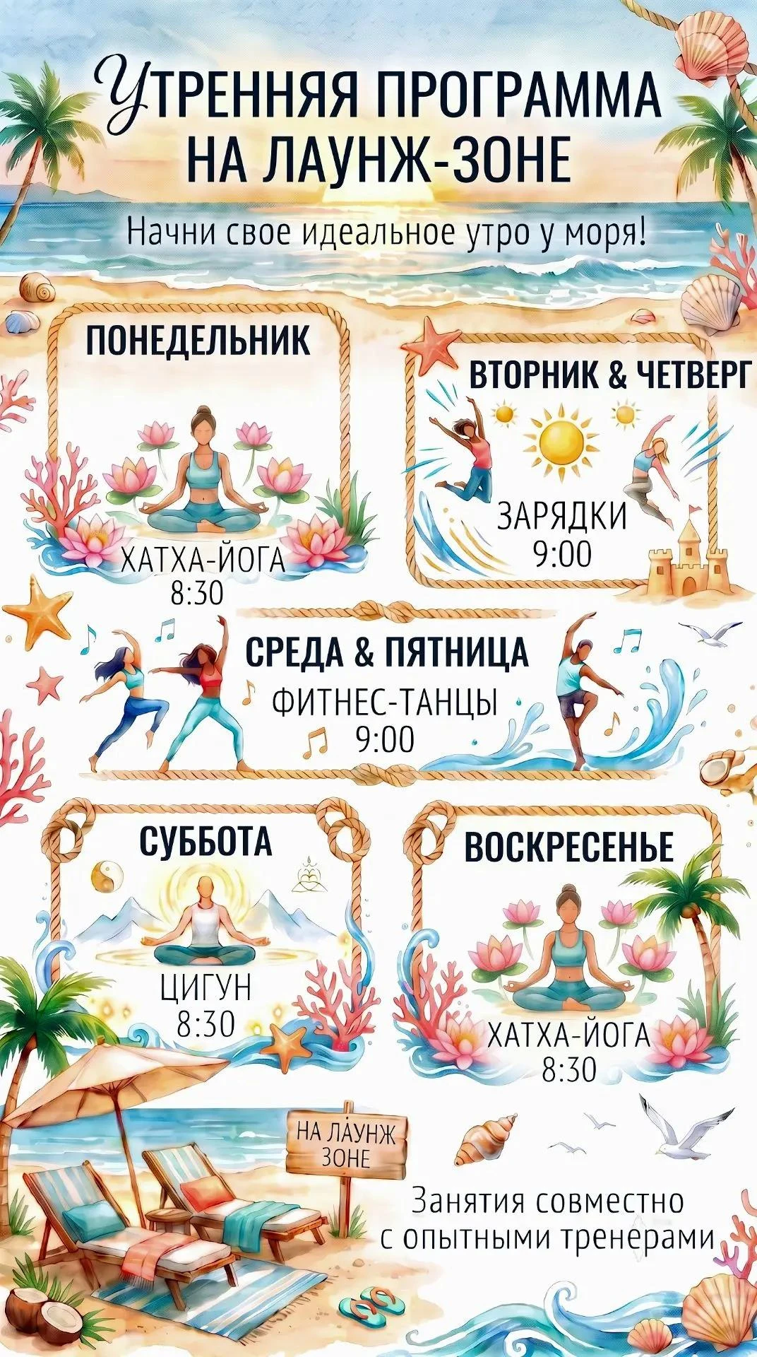 Ловите для тех, кто хочет быть на спорте в Анапе расписание тренировок на зоне отдыха Ц...