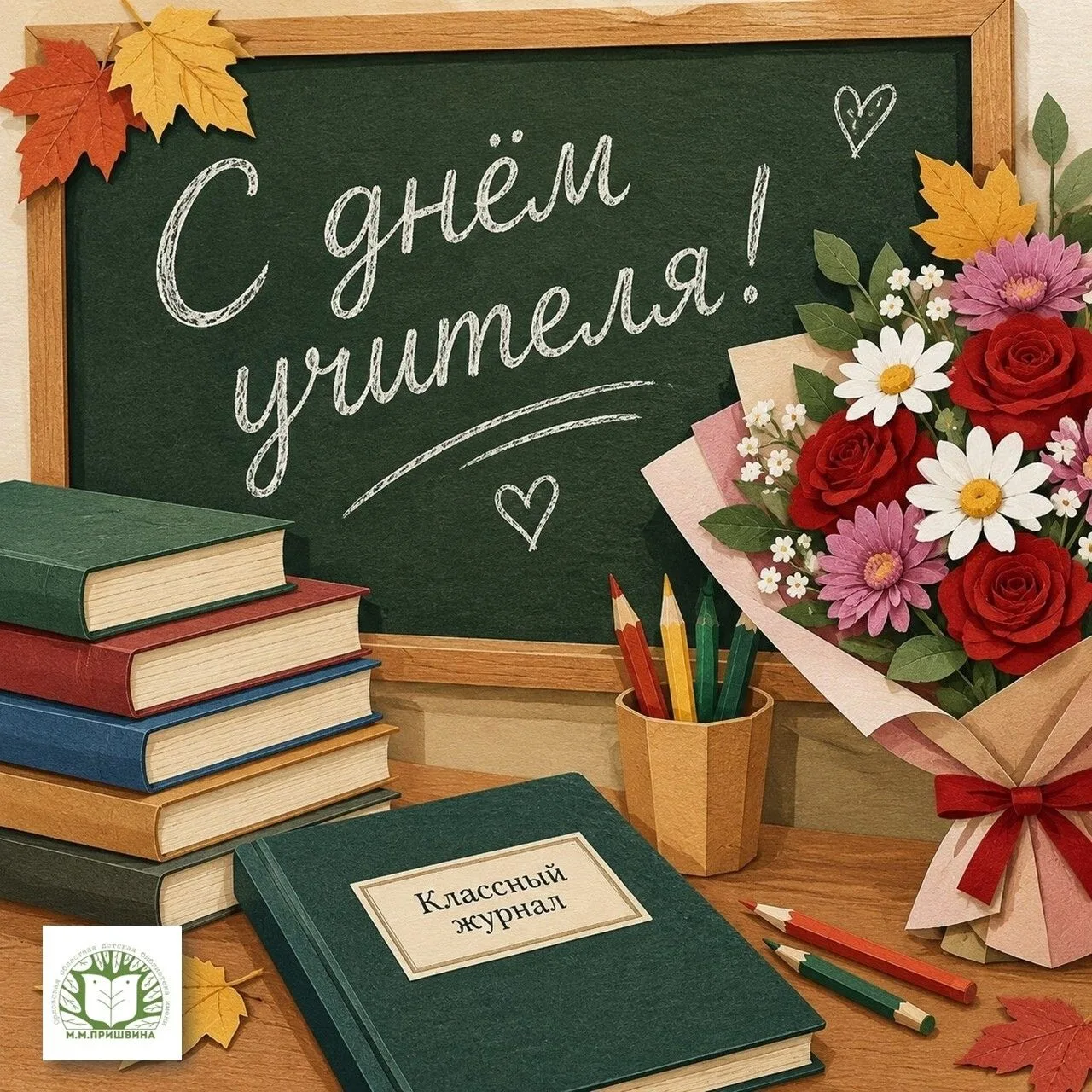 💐 Уважаемые учителя! Коллектив Орловской детской библиотеки им. М. М. Пришвина поздрав...