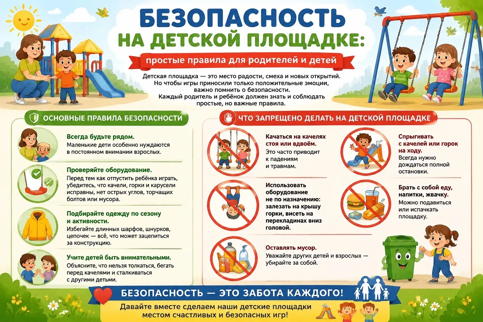 🛝❕Безопасность на детской площадке: простые правила для родителей и детей