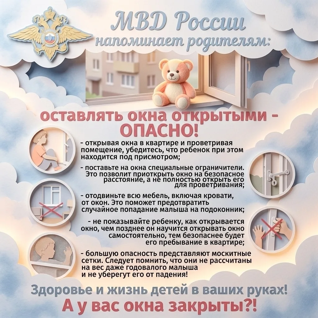 ❗❗❗📢ПАМЯТКА РОДИТЕЛЯМ ПО ПРОФИЛАКТИКЕ ВЫПАДЕНИЯ ДЕТЕЙ ИЗ ОКНА.