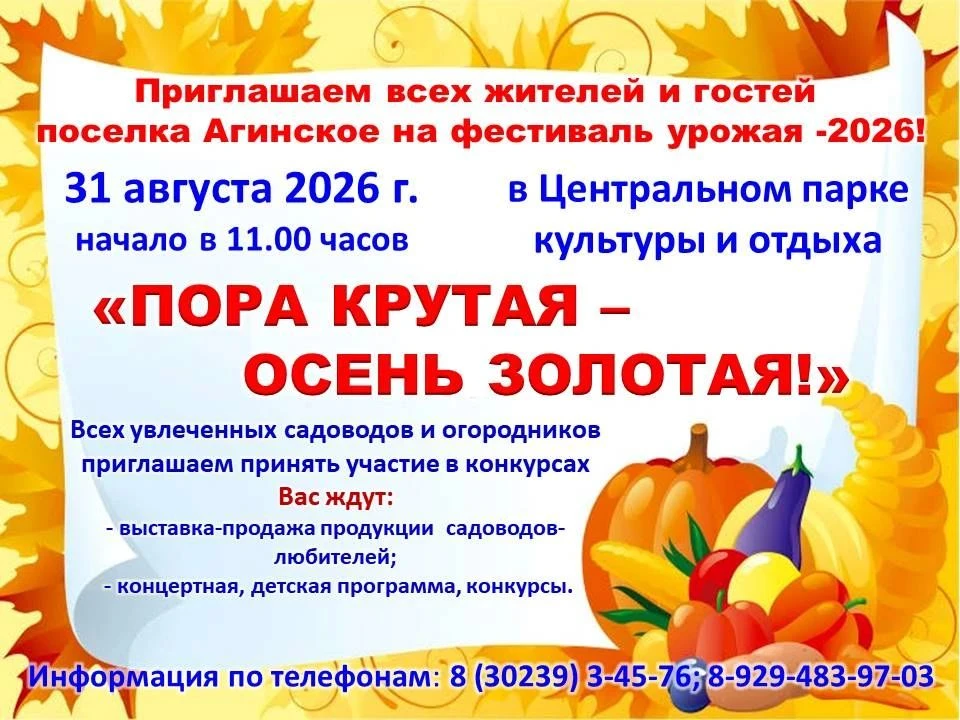 Уважаемые жители и гости поселка Агинское!