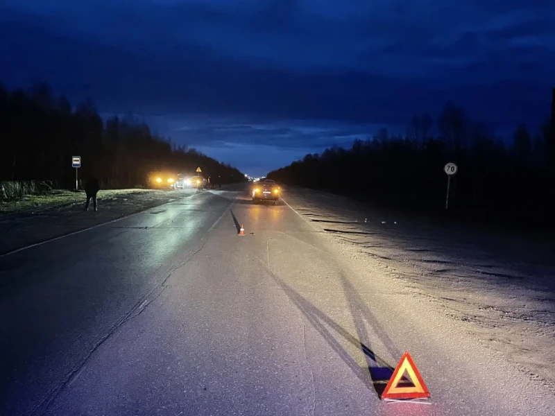ПОД УСИНСКОМ "ЛАДА ВЕСТА" СБИЛА ЖЕНЩИНУ  ДТП произошло 13 мая в 23:00. Водитель 1987 года рождения, 
