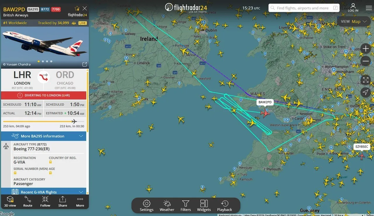 Самолёт из Лондона в Чикаго подал сигнал бедствия, — AirLive.