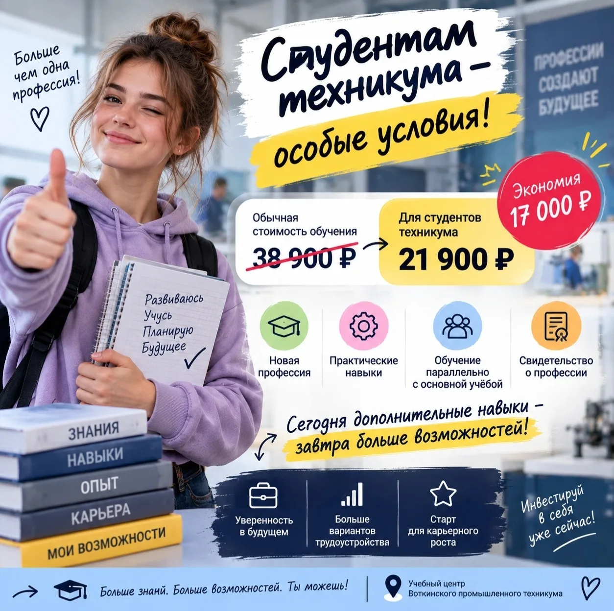🎓 Студентам техникума — особые условия на получение дополнительной профессии!