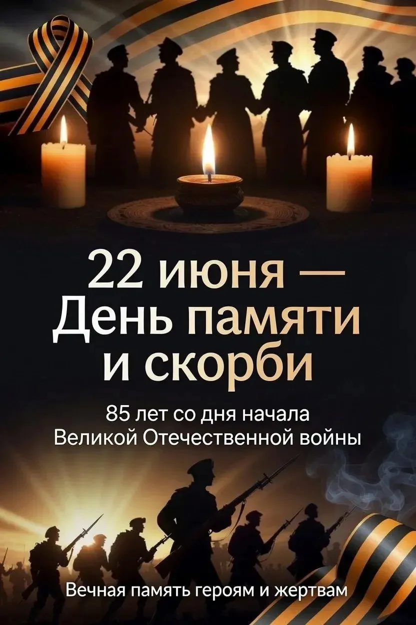 22 июня - День памяти и скорби

Ровно 85 лет назад, ранним утром 22 июня 1941 года, началась Великая