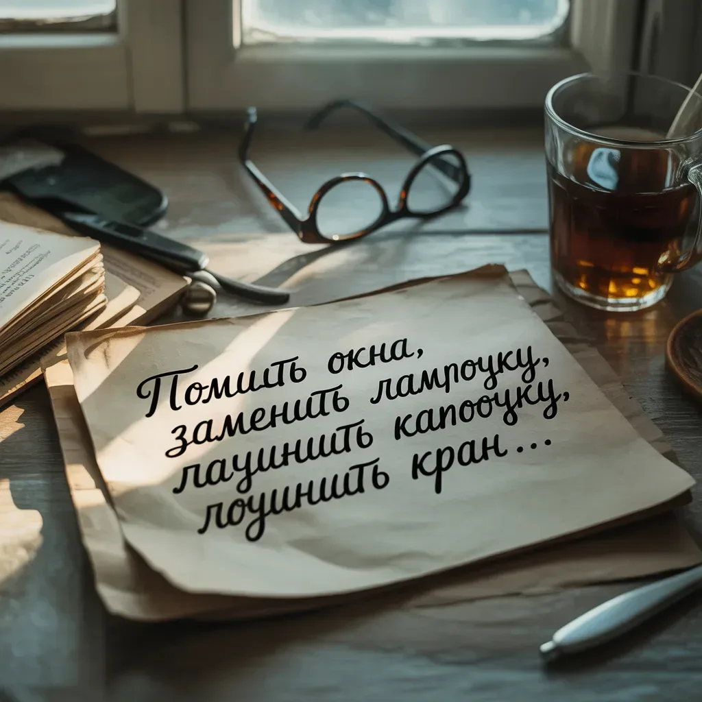 Мой муж умер, оставив вместо прощальной записки список дел по дому: «Помыть окна, заменить лампочку,