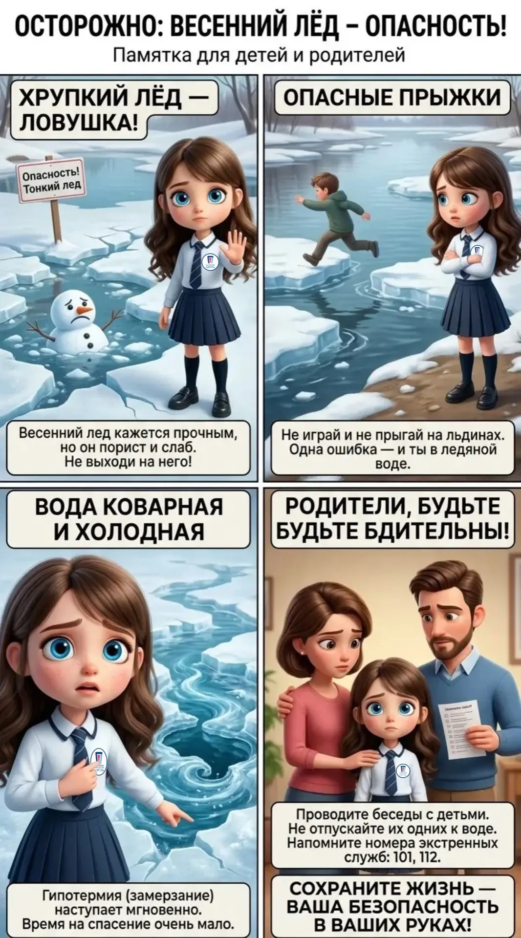 ❄️ Тонкий лёд не прощает ошибок. Весна — время особой опасности