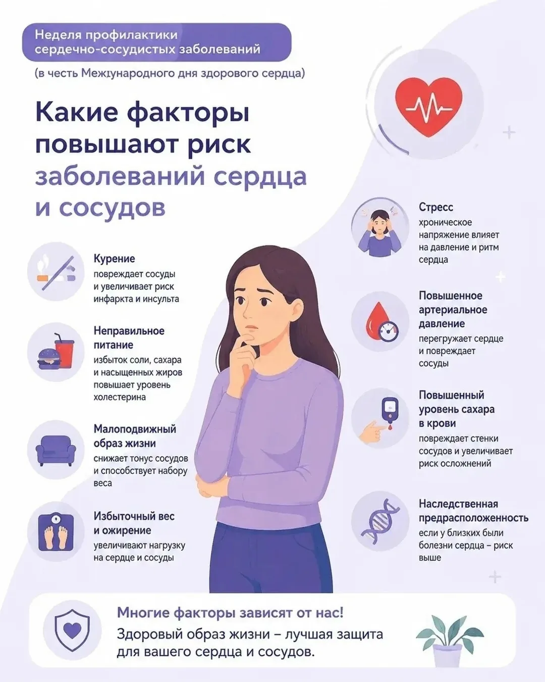 Какие факторы повышают риск заболеваний сердца и сосудов?