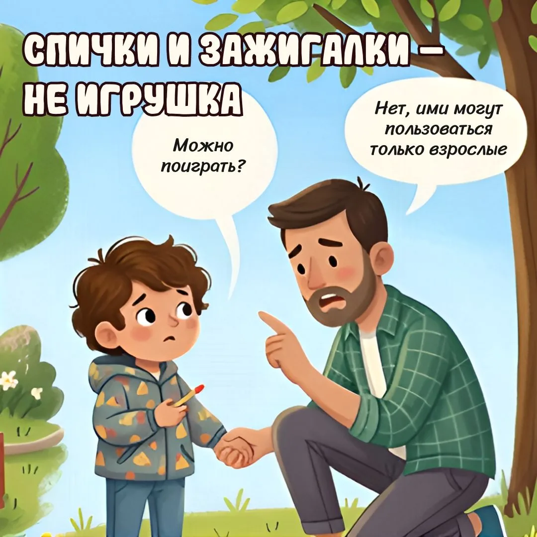 Важно вовремя объяснить детям, что огонь не терпит баловства.