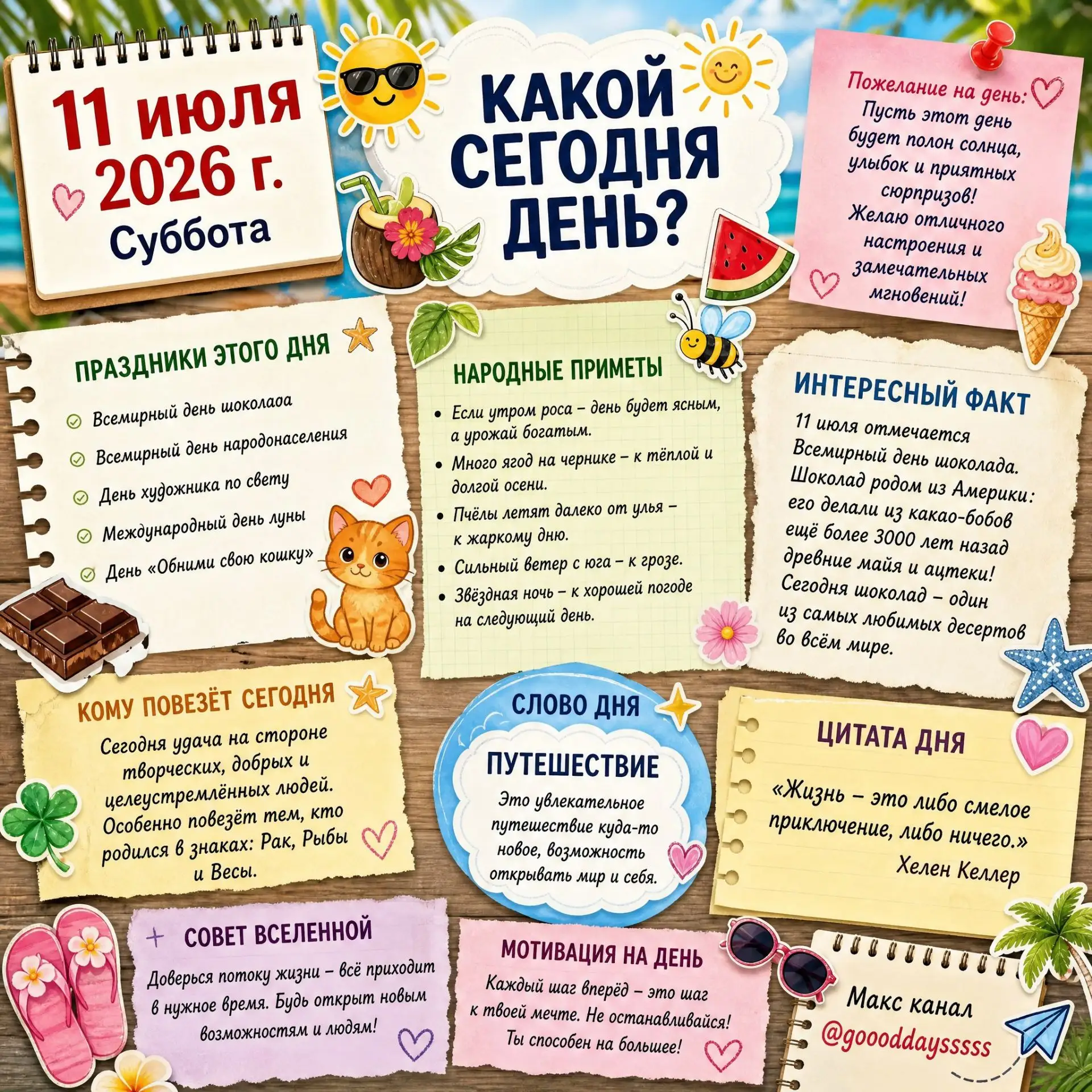 🗓️ Суббота, 11 июля 2026 года