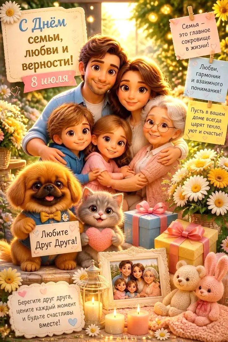 Сегодня мы отмечаем один из самых добрых и светлых праздников - День семьи, любви и верности. 
Для к