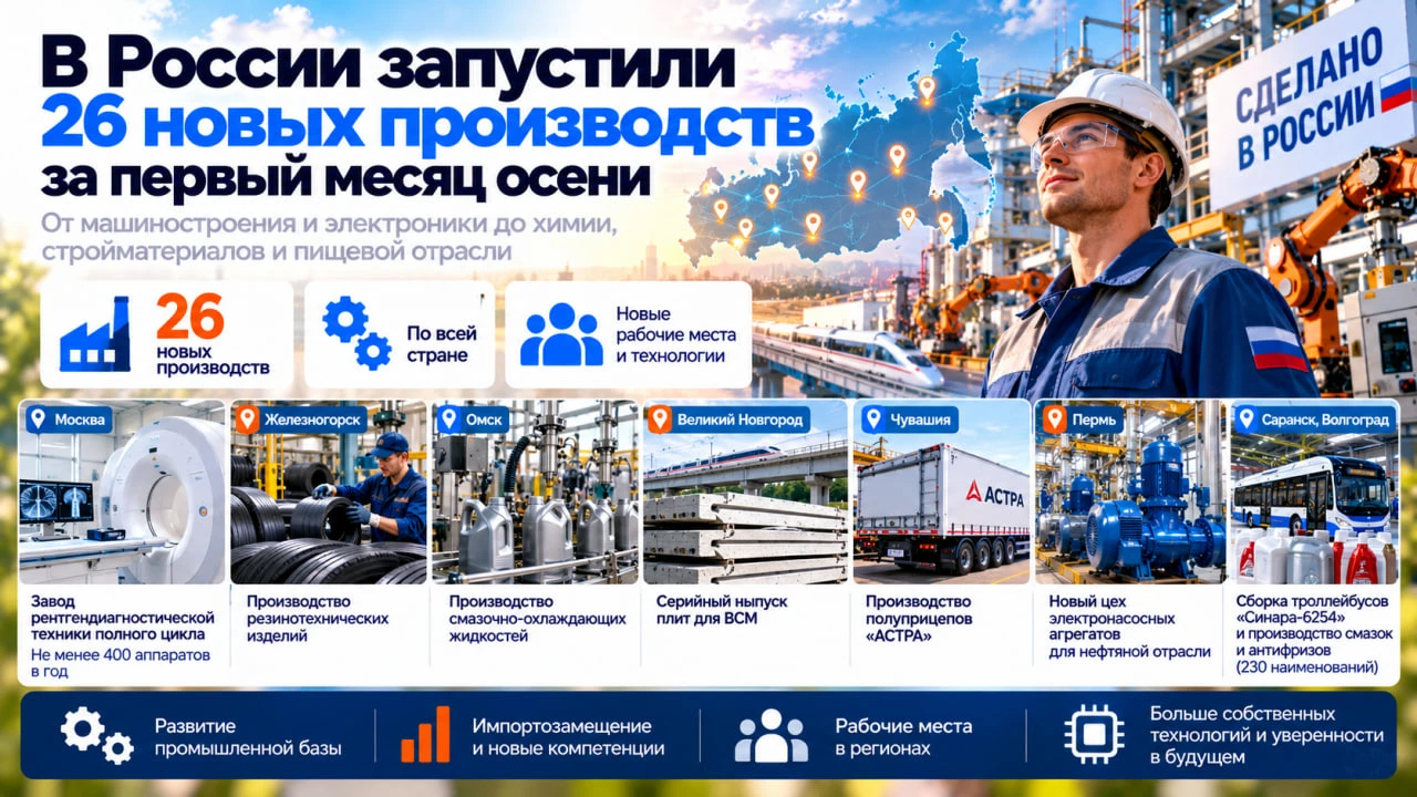 Россия продолжает наращивать собственную промышленную базу. Только за сентябрь в стране...
