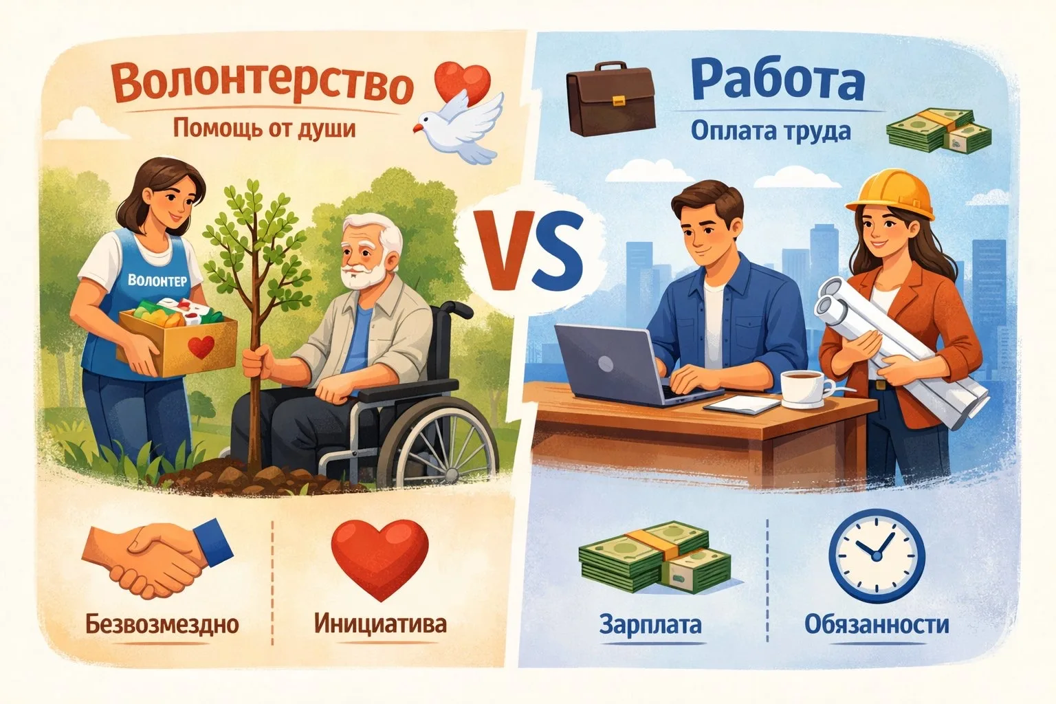 Добровольчество и труд: в чём разница и как мы работаем