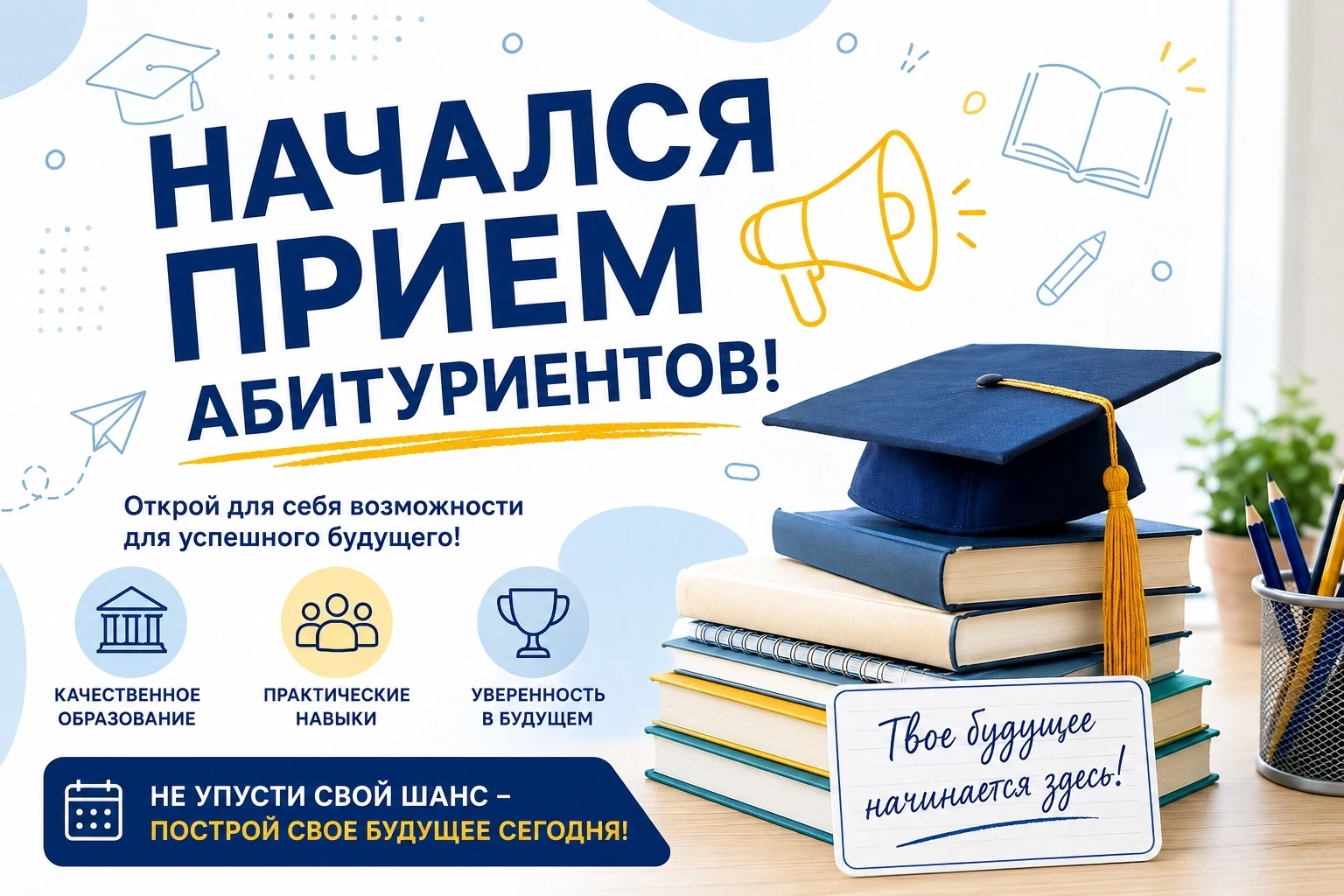 🚀 Мечтаешь о профессии, которая будет востребована всегда?

🎓 С 15 июня стартовала приёмная кампан