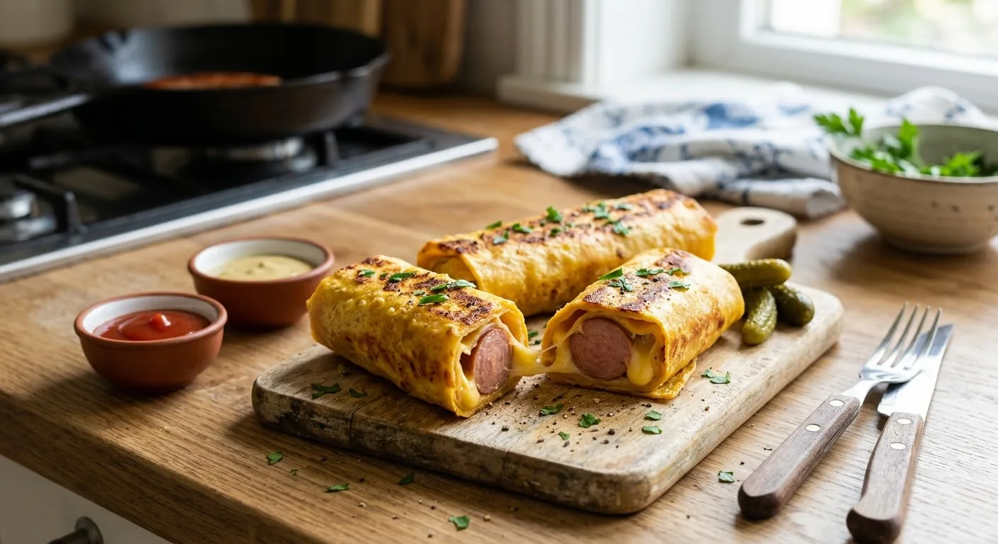 🌭🧀 Хрустящие сосиски в лаваше с сыром — ужин за 15 минут!