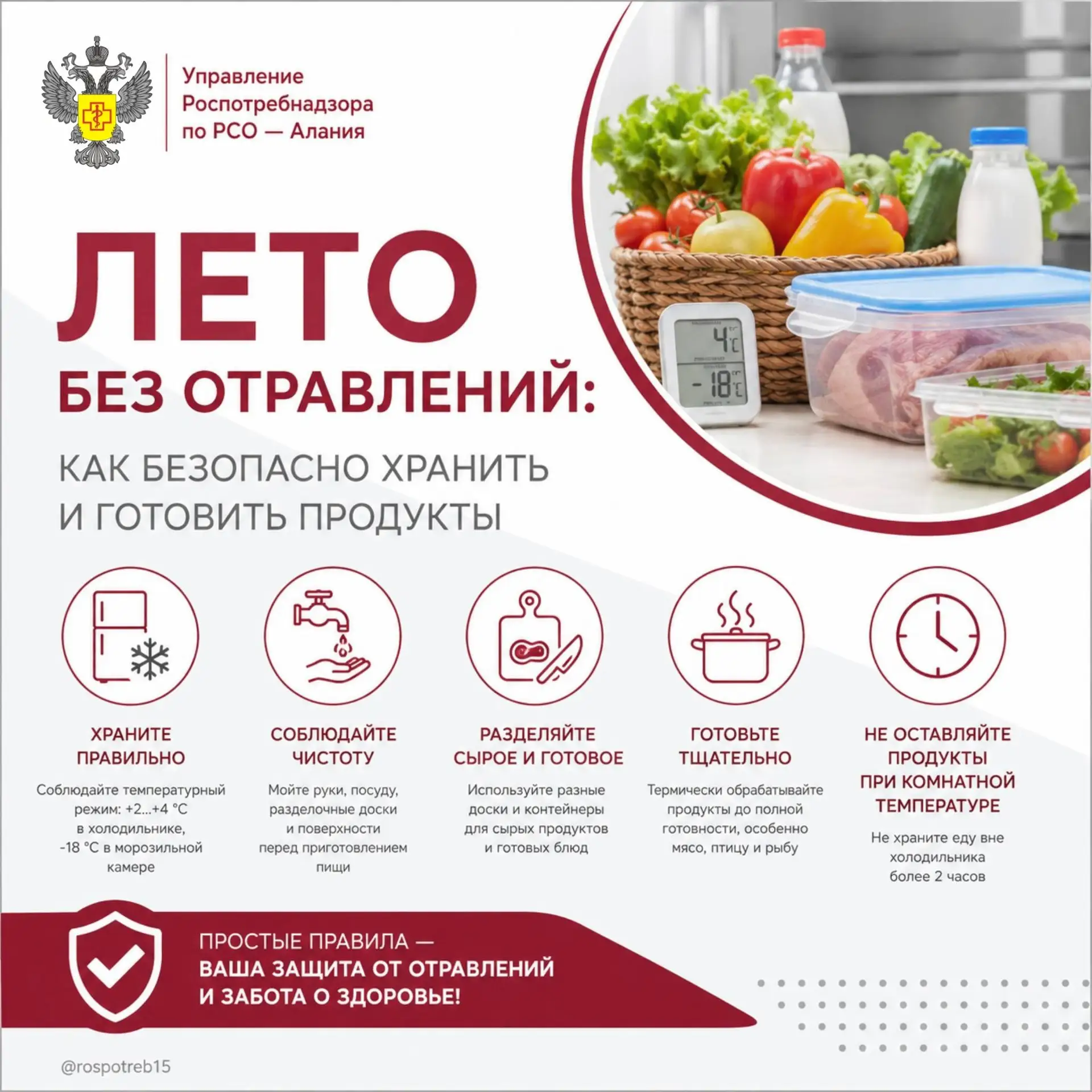 🥗 Лето без отравлений: как безопасно хранить и готовить продукты