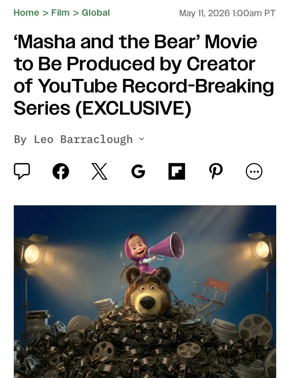 Голливудское издание Variety эксклюзивно сообщило, что «Маша и медведь» получит перезапуск.  Создате