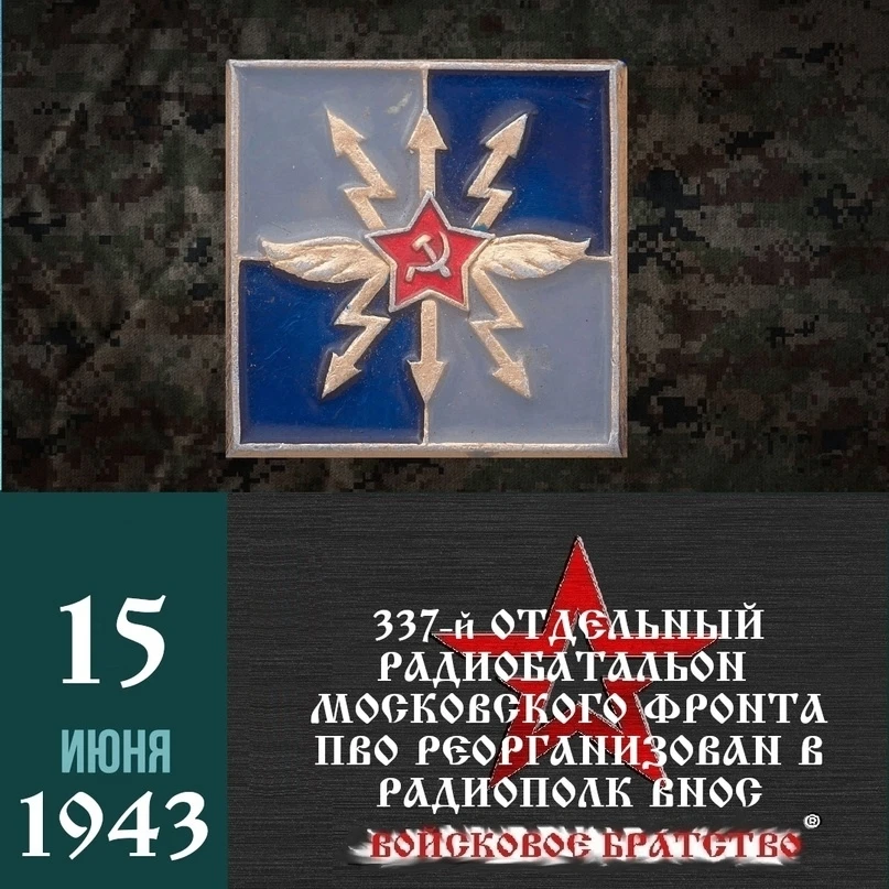337-й отдельный радиобатальон ВНОС Московского фронта ПВО реорганизован в радиополк ВНОС, первый в К