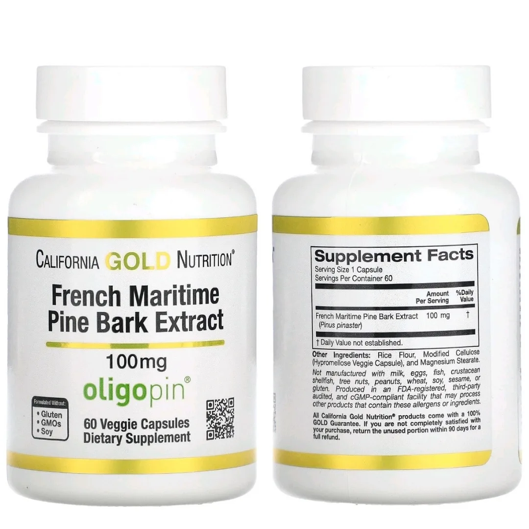 💊CALIFORNIA GOLD NUTRITION💊 Oligopin, Экстракт коры французской приморской сосны, 100...