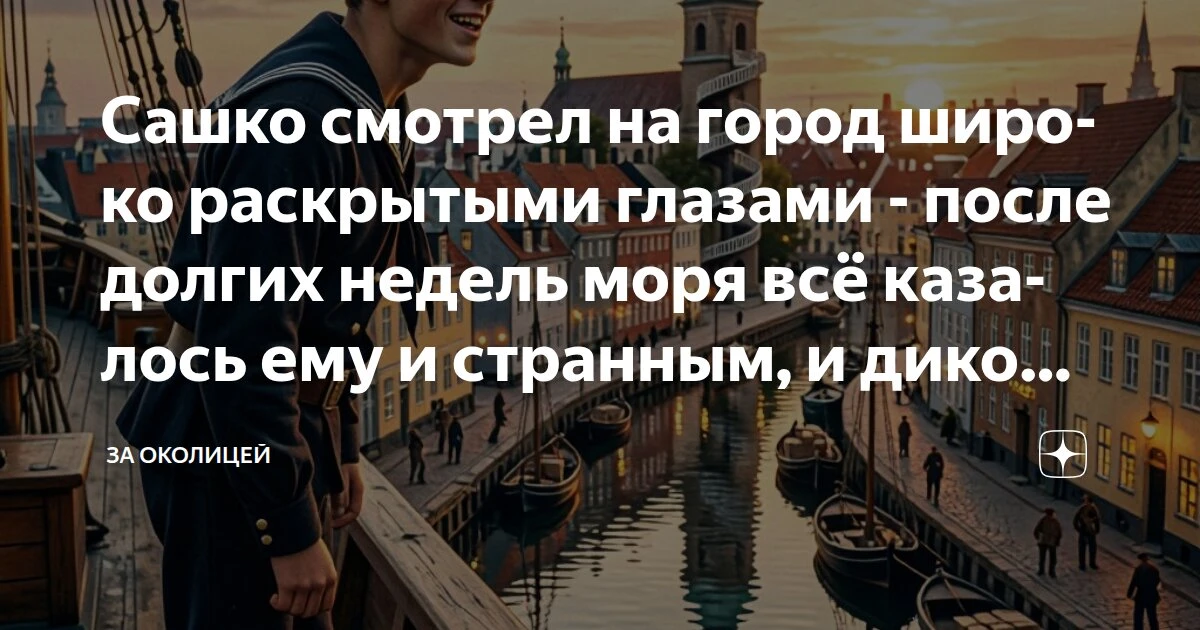 Сашко смотрел на город широко раскрытыми глазами - после долгих недель моря всё казалось ему и странным, и дико притягательным.