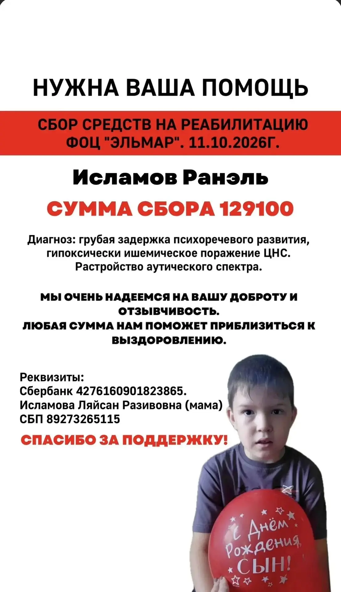 Я хочу снова попросить Вас, мои знакомые, родственники, друзья о помощи в реабилитации ...