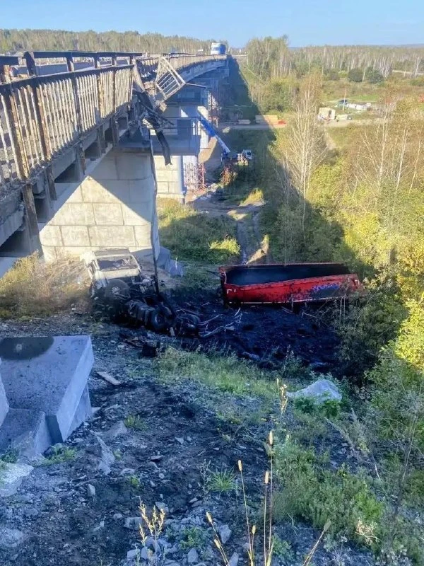 В Алтайском крае фура упала с моста на трассе