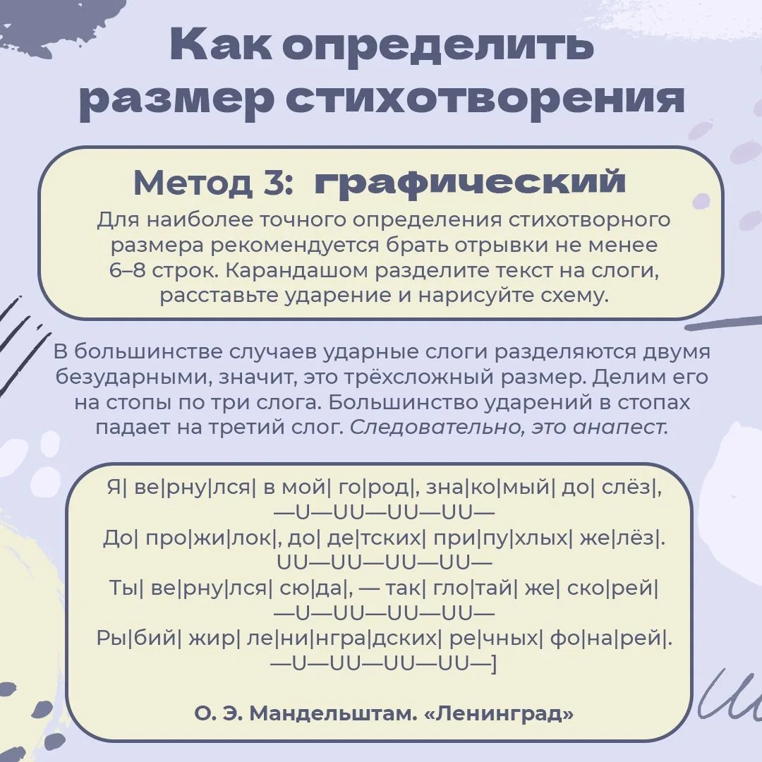 📝С этой шпаргалкой у вас больше не возникнет проблем с определением размера стихотворения на литерат