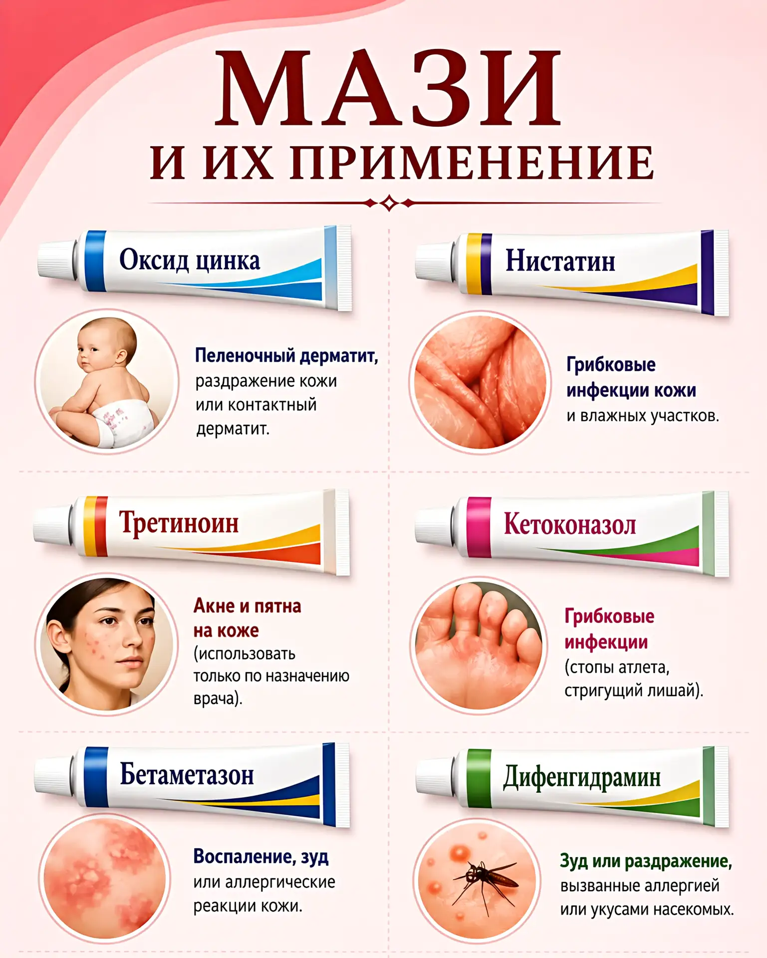 Мази бывают разными, и каждая имеет своё назначение 🧴

Важно: не используйте лечебные мази “наугад”