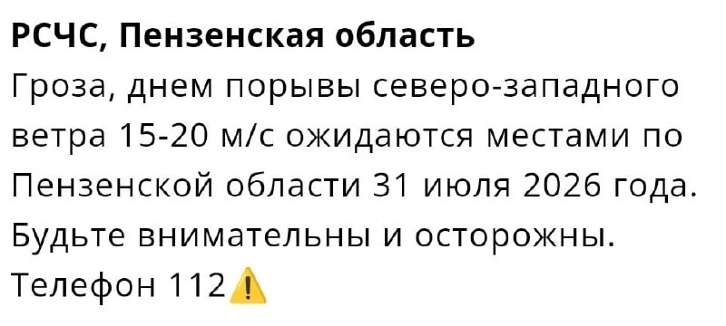 Грозу и сильный ветер обещают сегодня в Пензенской области. 

МЧС предупредило о порывах до 20 м/с. 
