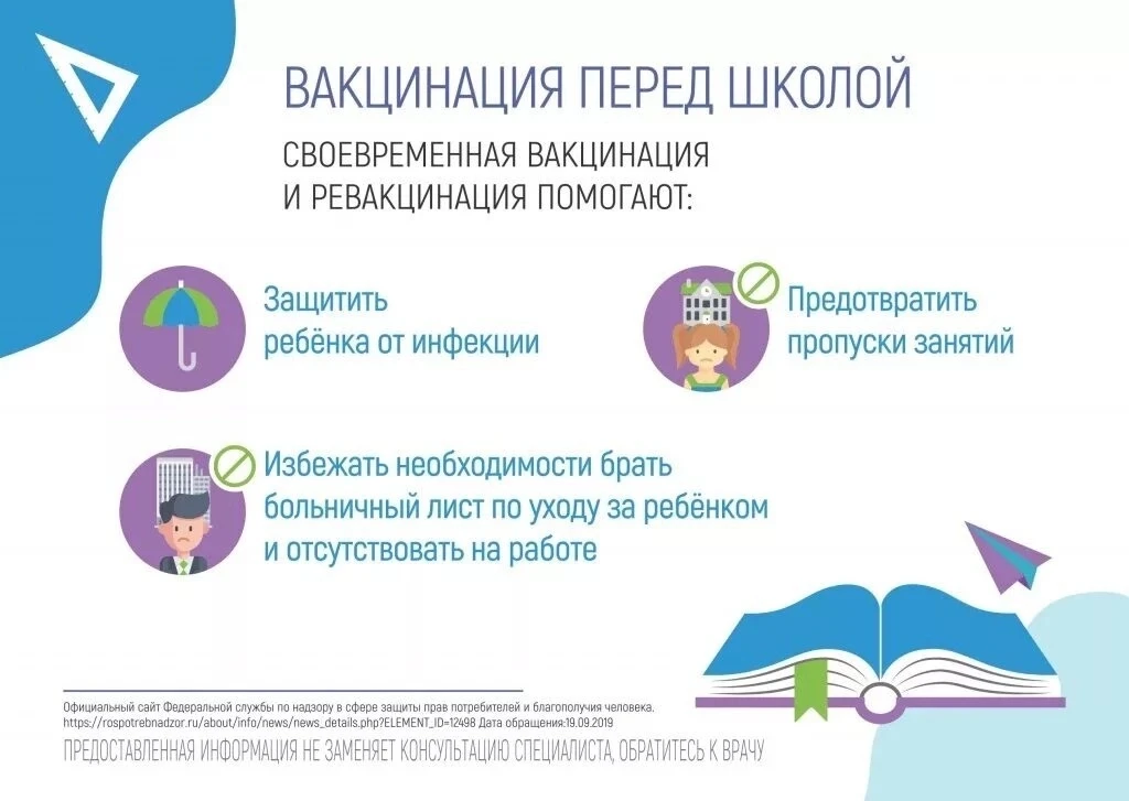 До нового учебного года все меньше времени. Не забывайте о важности вакцинации детей!