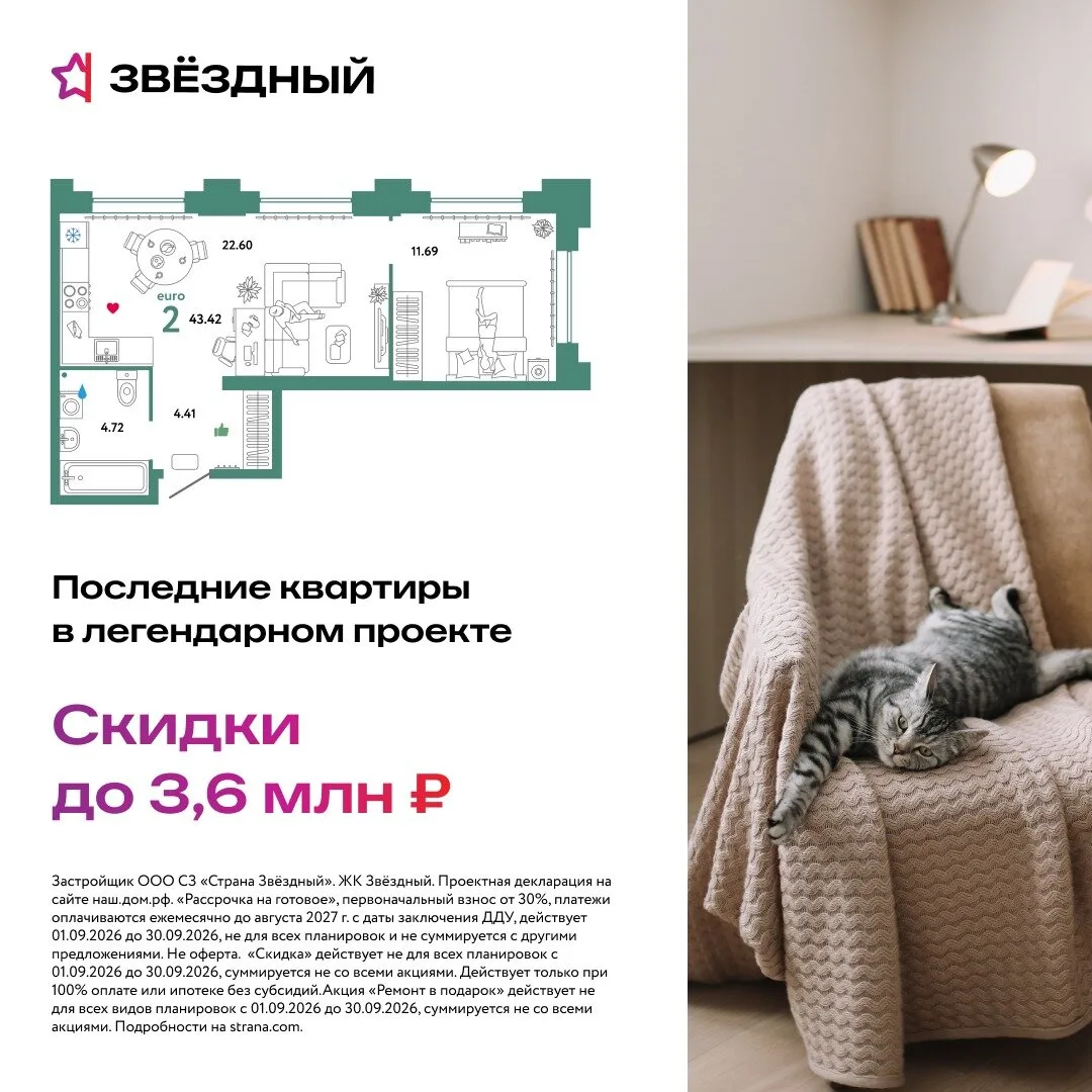 Квартиры в Тюмени со скидкой до 3,6 млн ₽