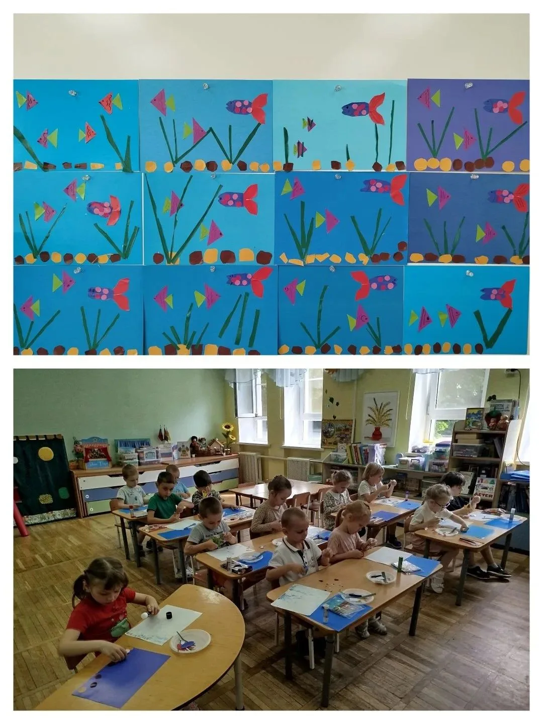 Воспитанники старшей логопедической группы "Веселые ребята" выполнили аппликацию "Краси...