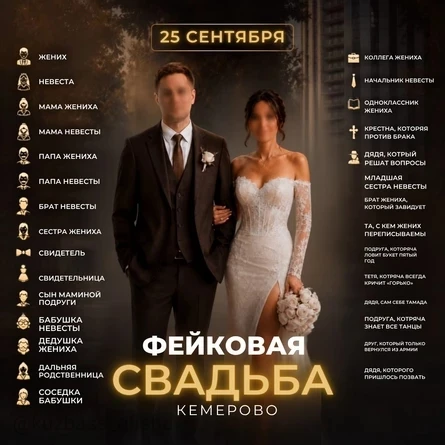Вечеринка Фейковая свадьба в Кемерово