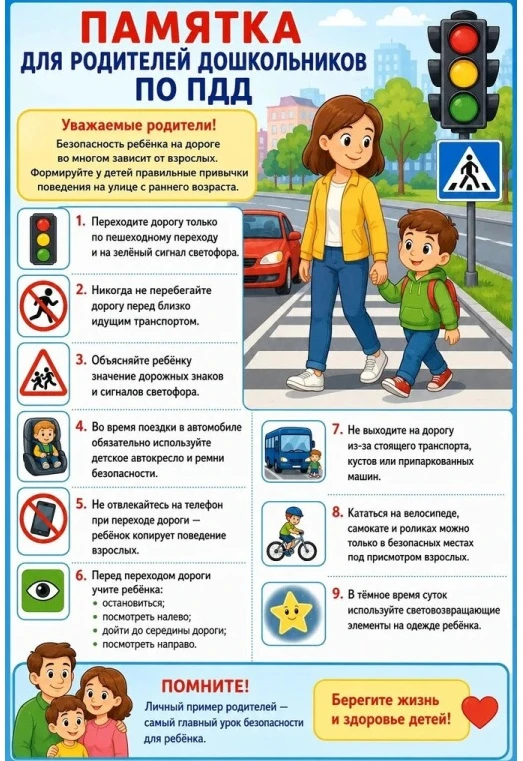 Памятка для родителей: ПДД для дошкольников