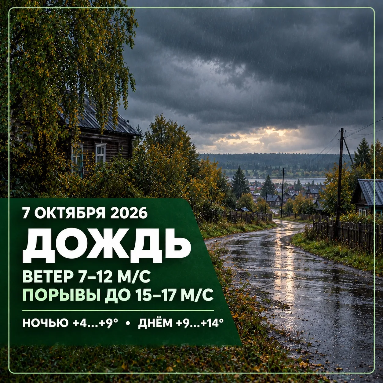 Дождь и порывистый ветер 7 октября