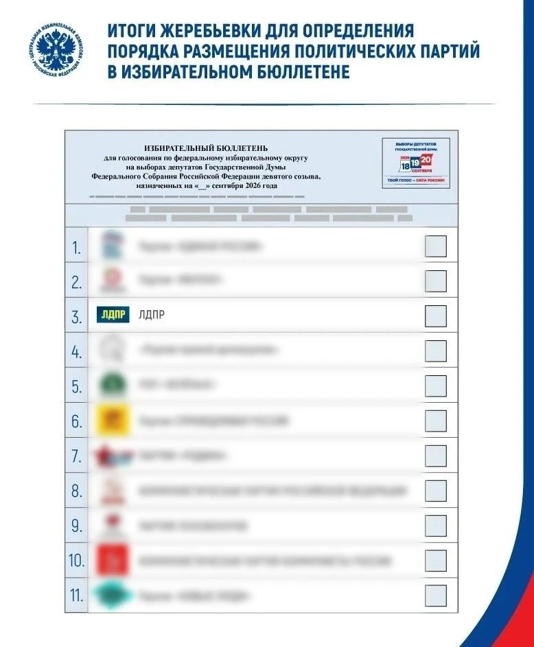 ❗️ЛДПР — под номером 3 в избирательном бюллетене