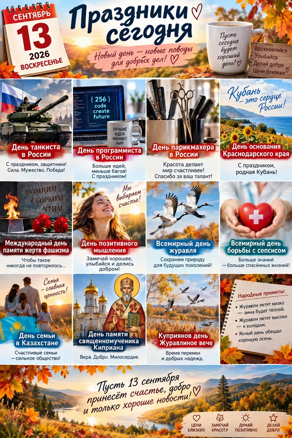 🎉 Праздники сегодня — 13 сентября 2026 🎉