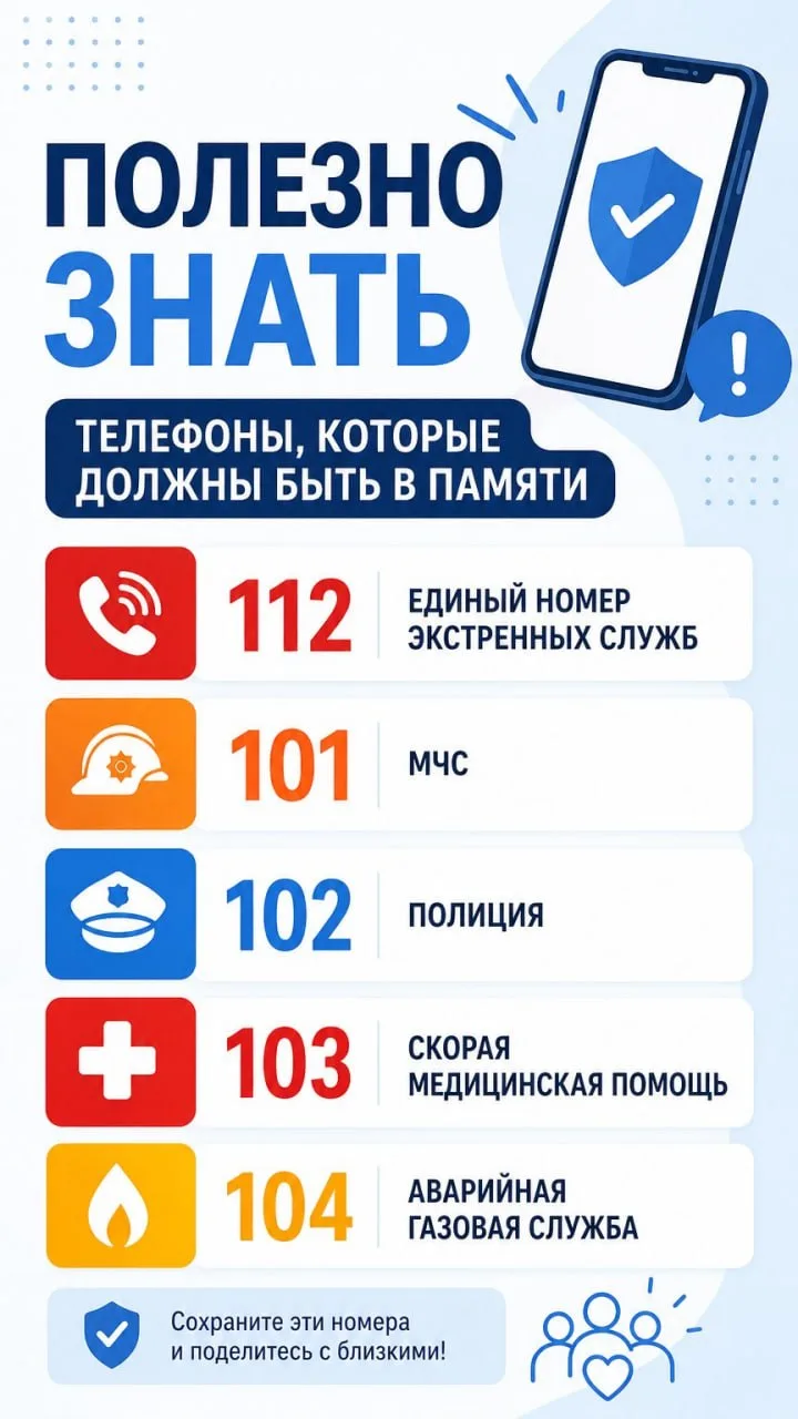 Держите номера экстренных служб под рукой! 👉