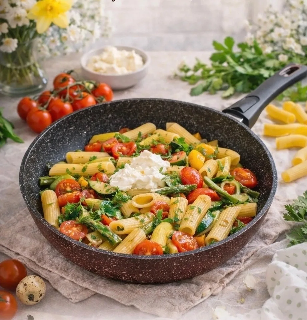 Паста с овощами и сливочным сыром 🍝
