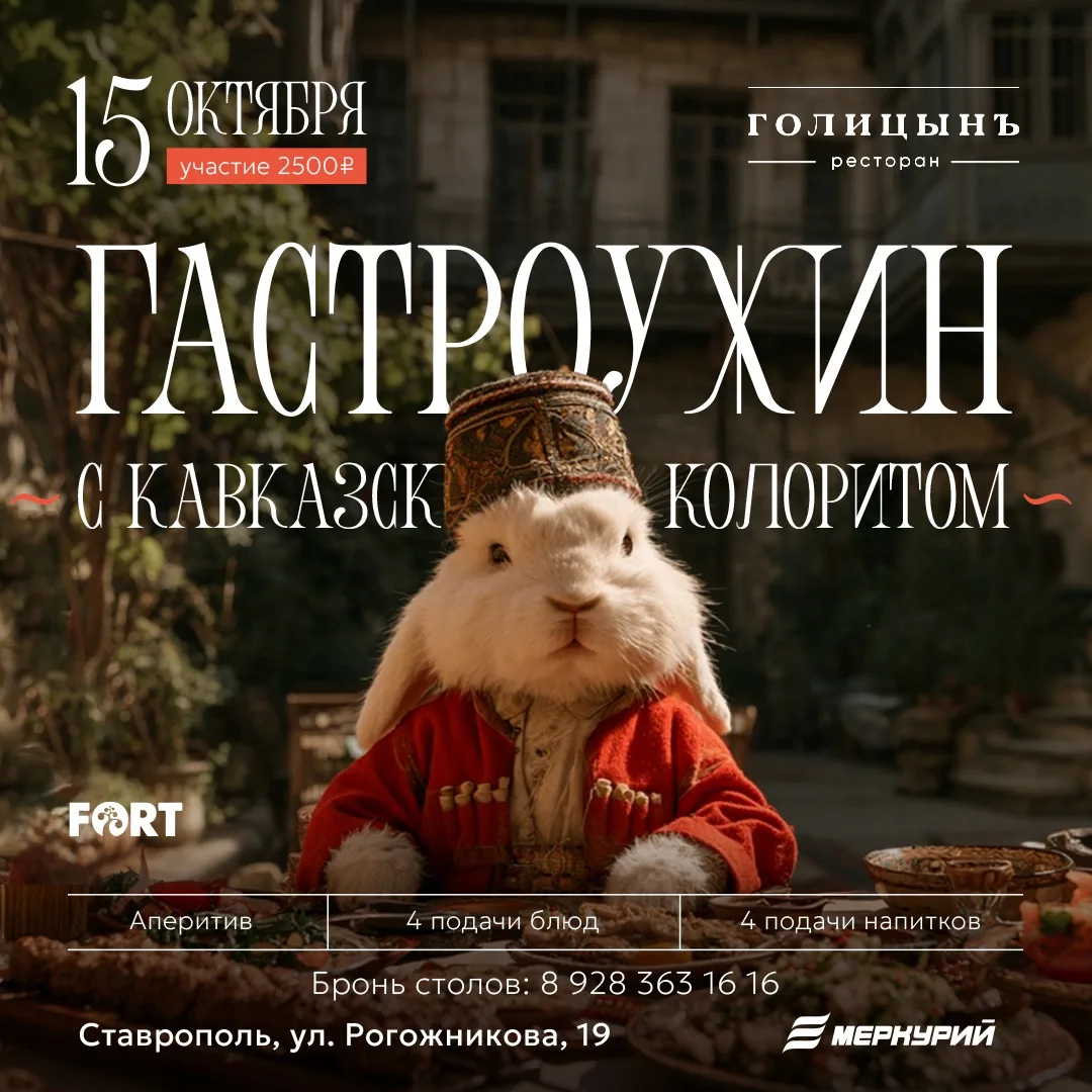 15 октября в 20:00 приглашаем на гастроужин в «Голицынъ» с кавказским колоритом.