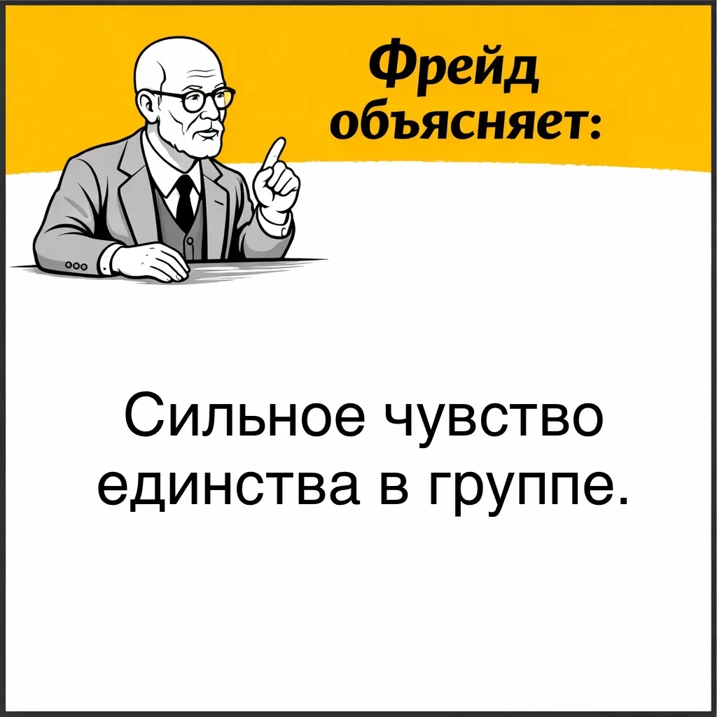 Фрейд писал, что людей в толпе объединяют не только общие идеи или цели. Часто связь возникает через