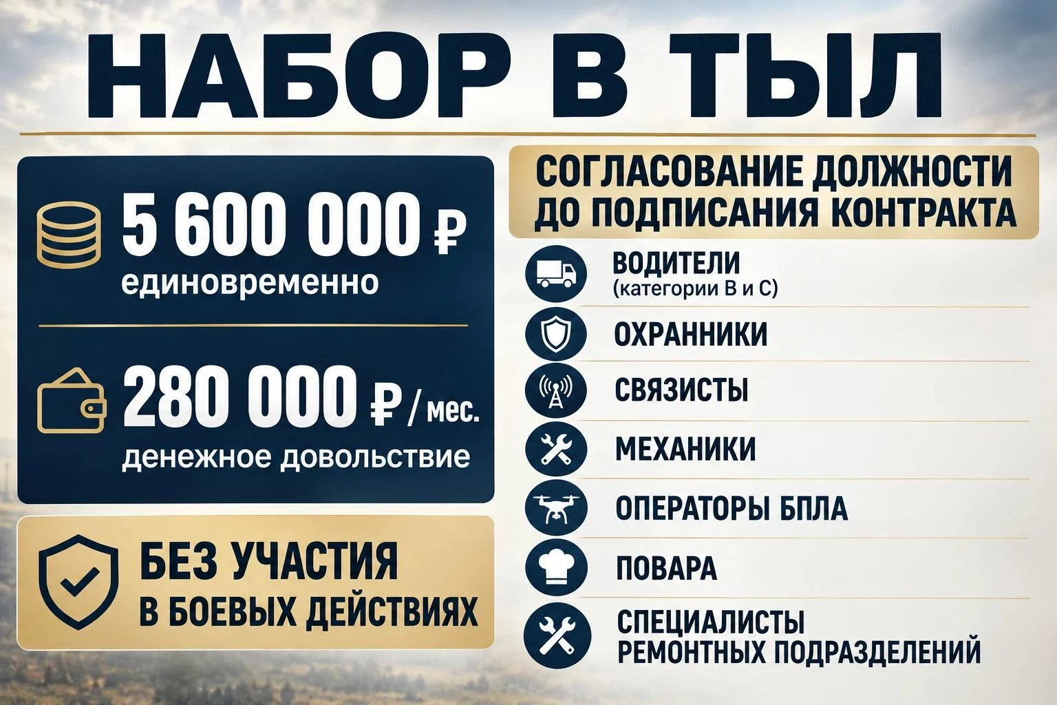 ⚡С 5 сентября открыт набор мужчин ТЫЛОВЫЕ подразделения!