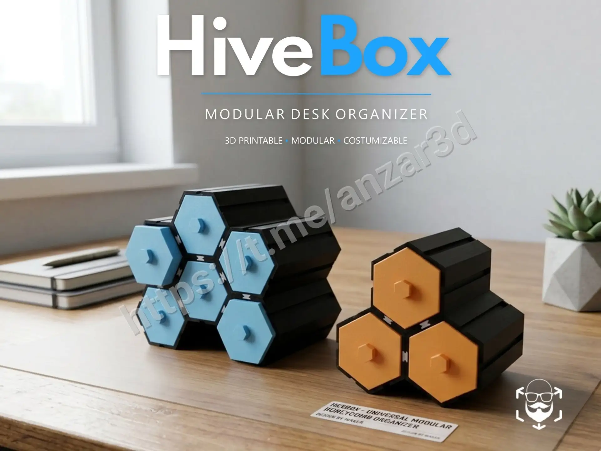 🐝 Сотовый органайзер HiveBox

Обычный модульный органайзер приходится печатать одним огромным файло