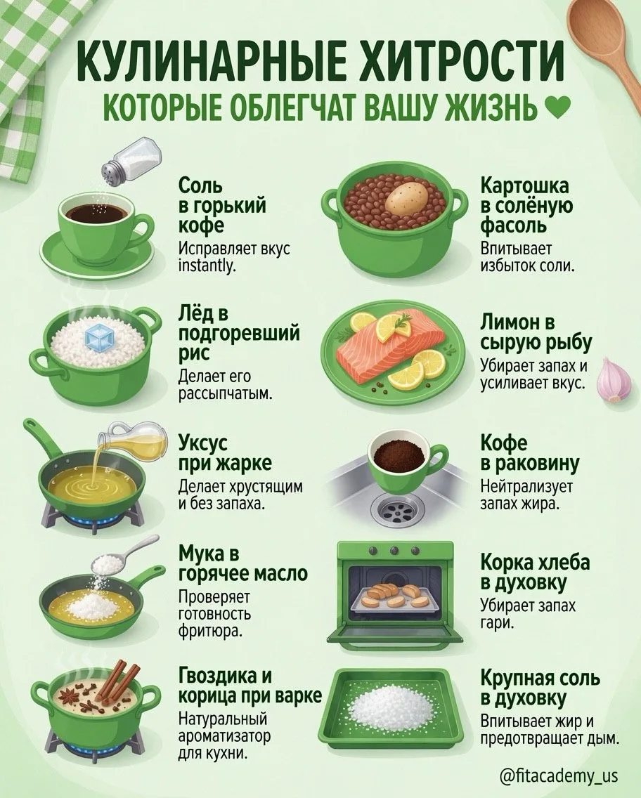 👩‍🍳Кулинарные хитрости, которые облегчат вашу жизнь