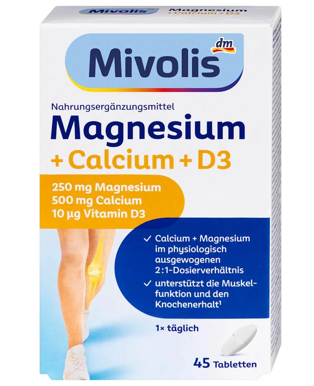 🦴 Mivolis Magnesium + Calcium + D3 — поддержка костей, мышц и зубов