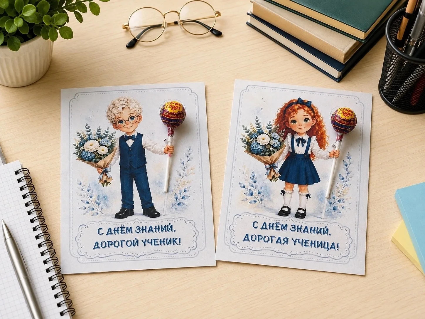 Сладкий сюрприз на 1 сентября: открытки под чупа-чупсы для учеников! 🍭