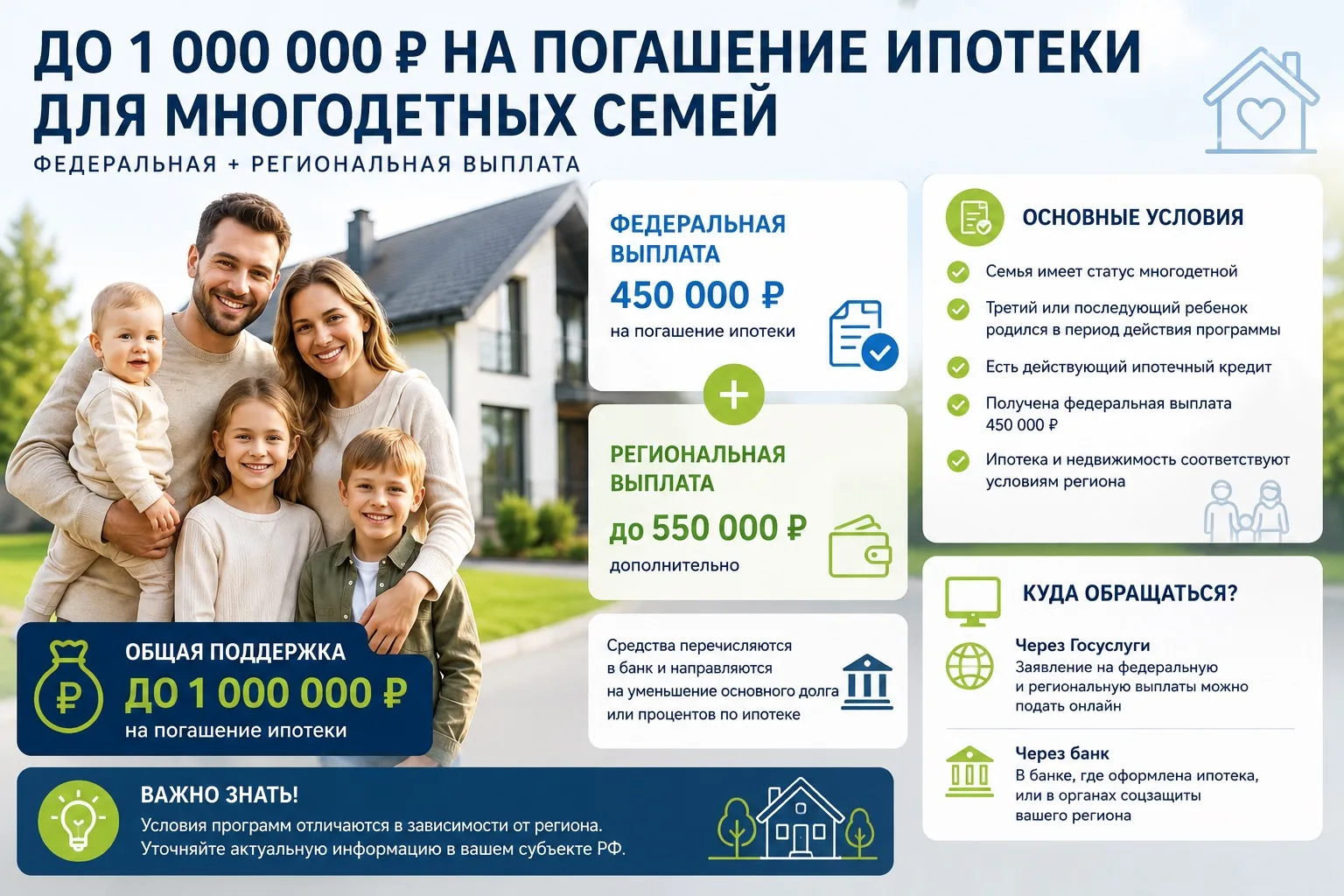 До 1 миллиона рублей на погашение ипотеки: о какой мере поддержки многодетных семей многие до сих по