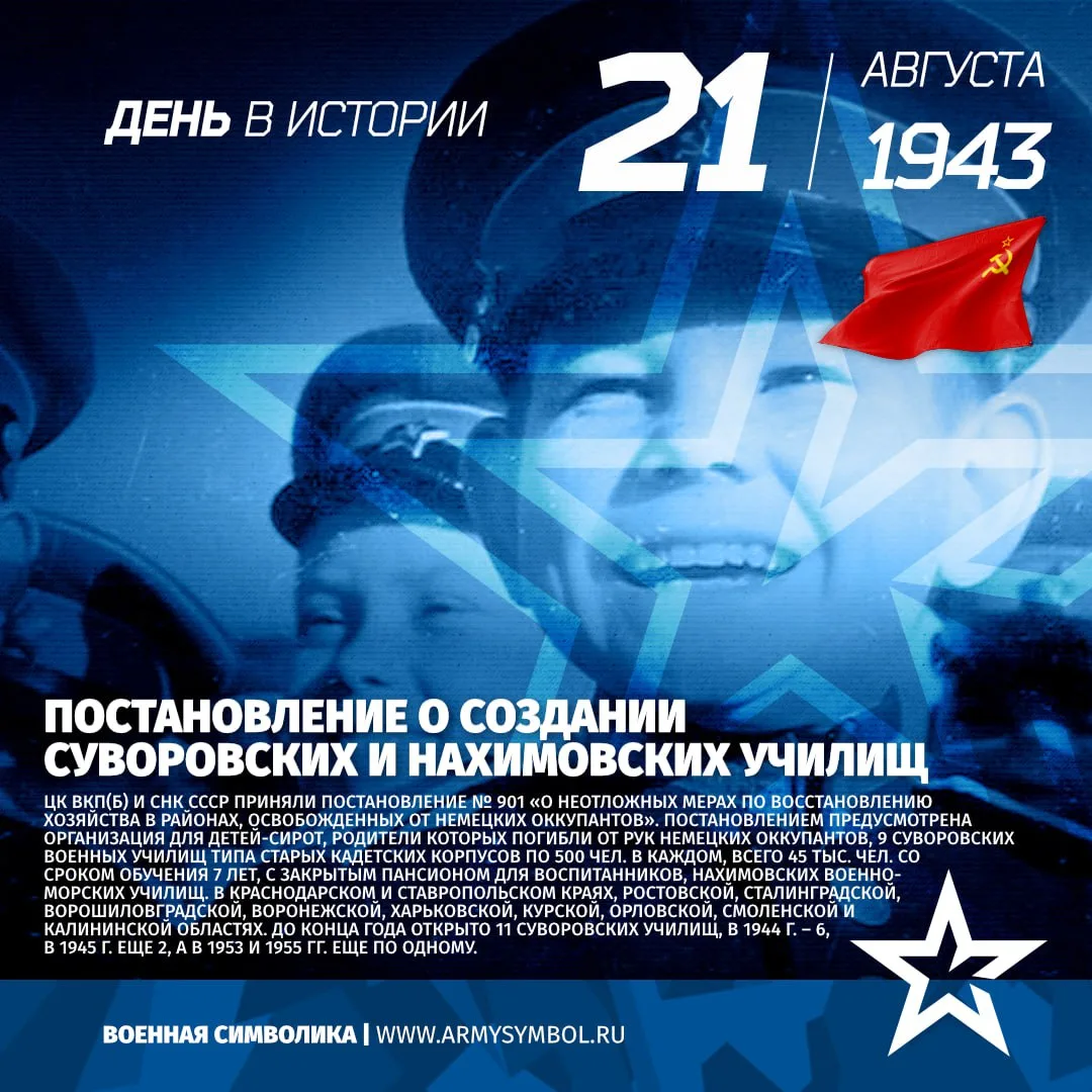 Постановление о создании Суворовских и Нахимовских училищ в 1943